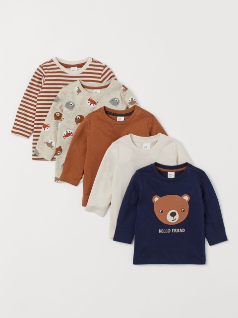 

H&M Boys 5-Pack Cotton Tops, White