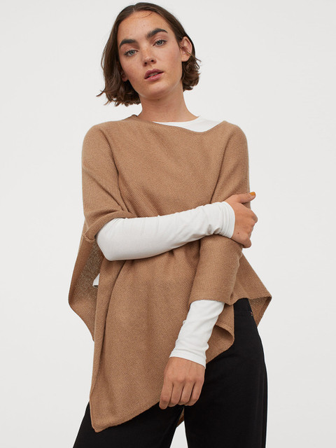 

H&M Women Beige Knitted Poncho