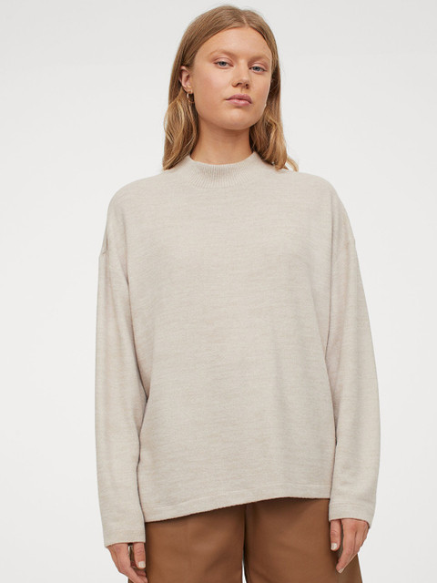 

H&M Women Beige Turtleneck Top
