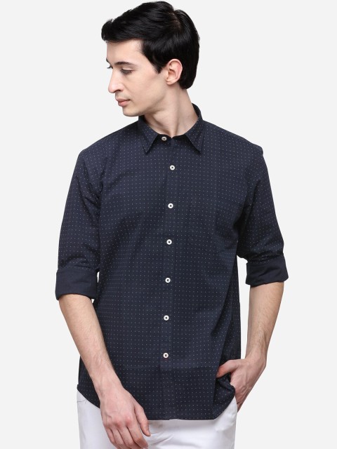 

Greenfibre Men Black & White Slim Fit Printed Casual Shirt