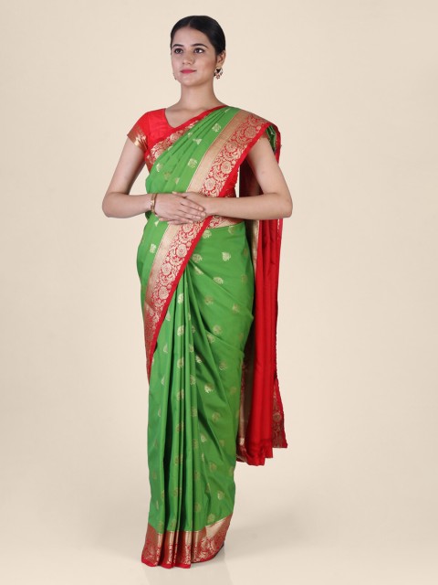 

Hastakala Green & Red Silk Blend Woven Design Kanjeevaram Saree