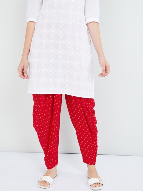 

max Women Red & Gold-Coloured Printed Loose-Fit Salwar