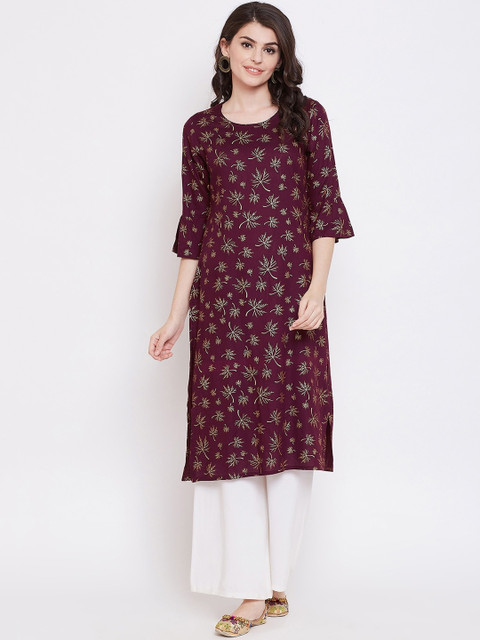 

Desi Rang Women Purple Printed Straight Kurta
