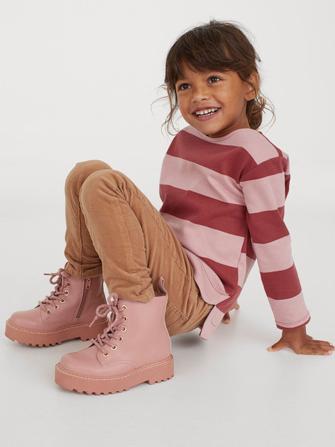 

H&M Girls Pink & Red Striped Cotton Jersey Sweatshirt