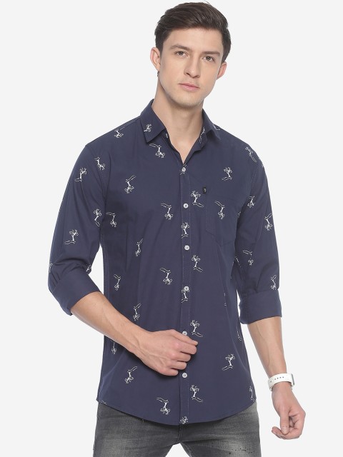 

LEVIZO Men Navy Blue & White Slim Fit Floral Print Casual Shirt