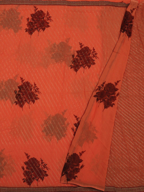 

Pothys Orange Printed Poly Chiffon Saree