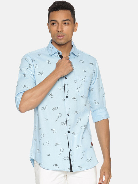 

Campus Sutra Men Blue Regular Fit Printed Casual Shirt