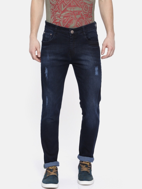 CINOCCI Men Blue Slim Fit Mid-Rise Mildly Distressed Jeans