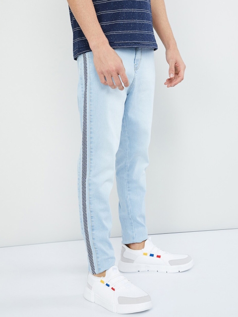 

max Men Blue Slim Fit Mid-Rise Clean Look Side Stripes Stretchable Jeans