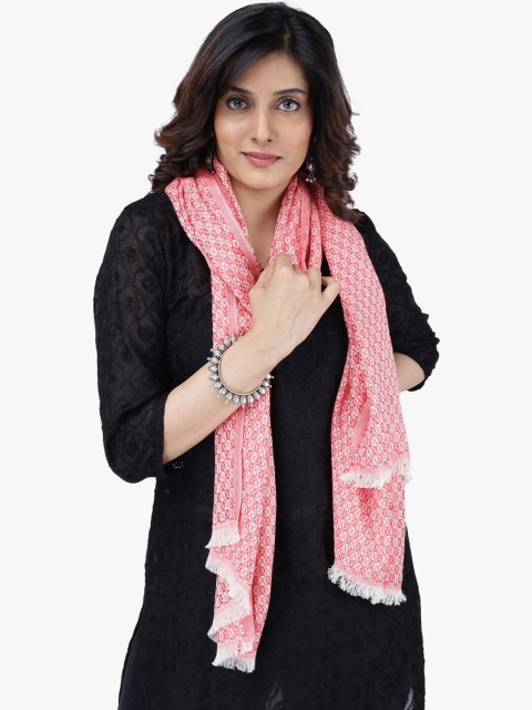 

Scarves & Glitters Women Red Self Design Scarf