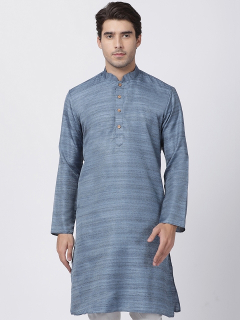 

VASTRAMAY Men Grey Striped Straight Kurta