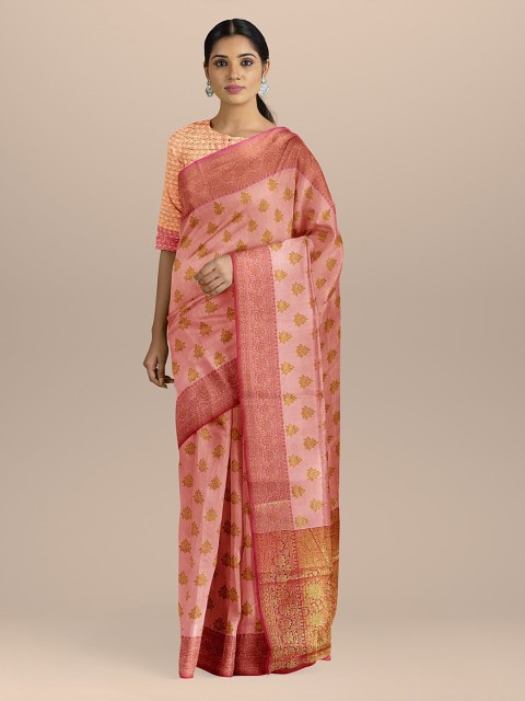 

BharatSthali Pink Silk Cotton Woven Design Uppada Saree