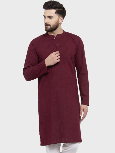

Jompers Men Maroon Solid Straight Kurta