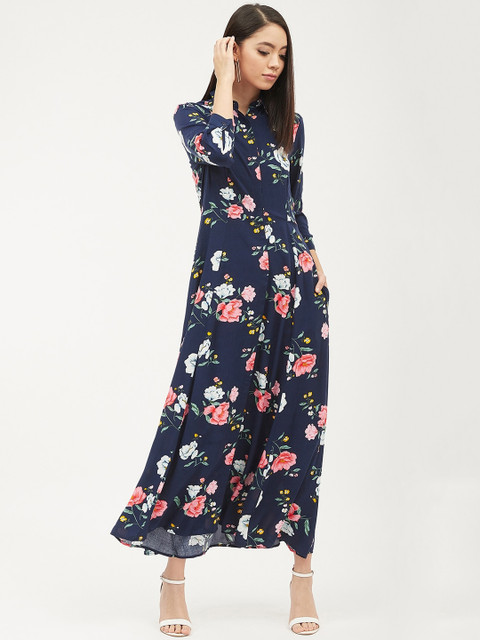 

Harpa Women Navy Blue Printed Maxi Dress