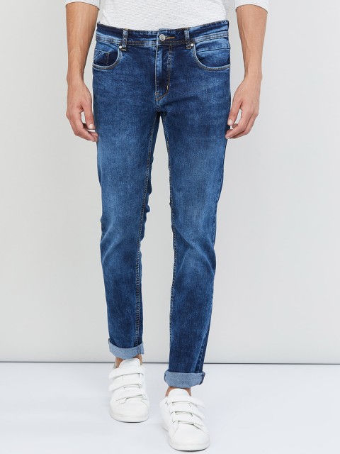 

max Men Blue Skinny Fit Mid-Rise Clean Look Stretchable Jeans