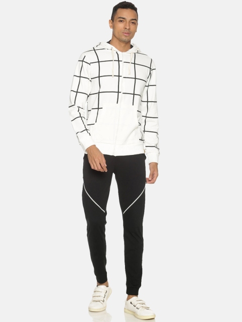 

Campus Sutra Men White & Black Checked Hooded Tracksuit