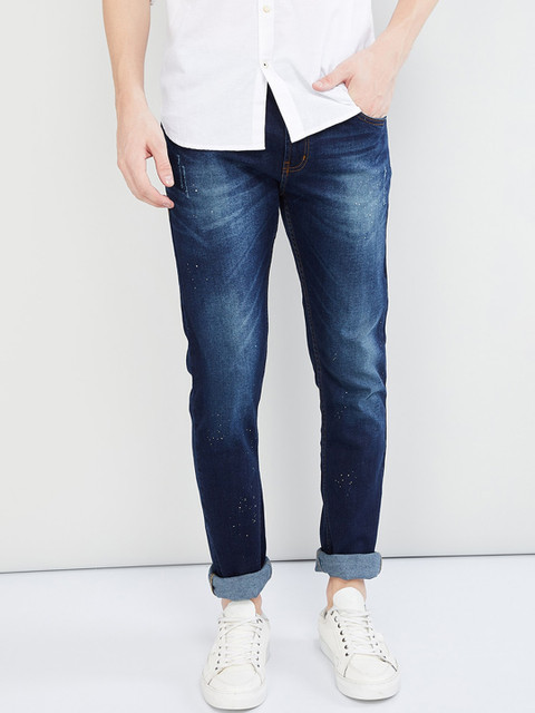 

max Men Blue Slim Fit Mid-Rise Clean Look Stretchable Jeans