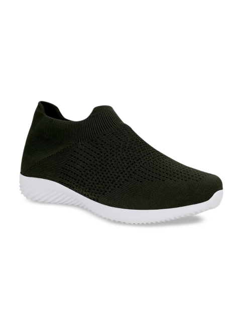 

M7 by Metronaut Men Olive Green Woven Design Slip-On Sneakers