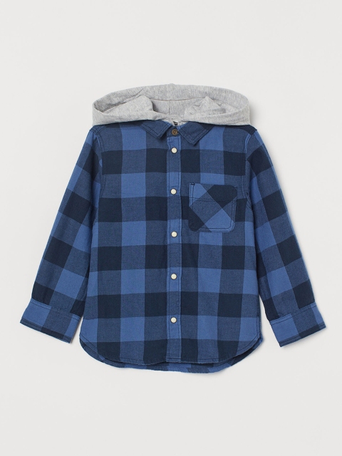 

H&M Boys Blue Hooded Flannel Shirt