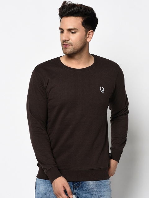 

ELEGANCE Men Coffee Brown Solid Sweatshirt