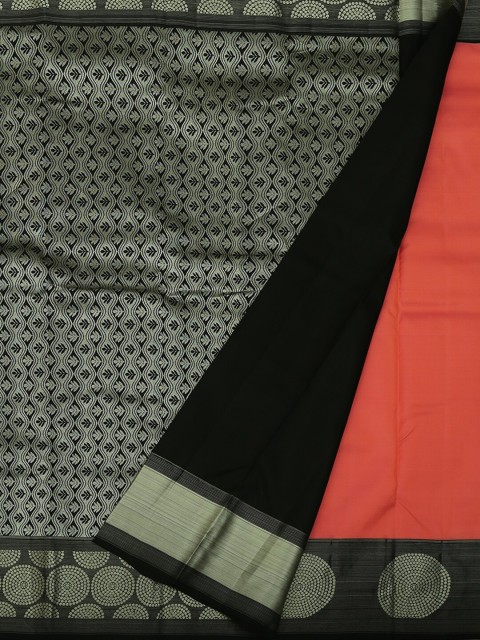 

Pothys Peach-Coloured & Black Vasundra Pattu Pure Silk Woven Design Saree
