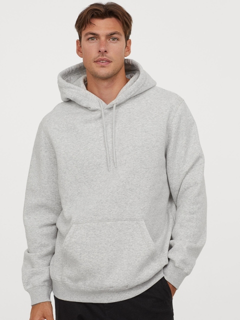 

H&M Men Grey Melange Solid Relaxed Fit Hoodie