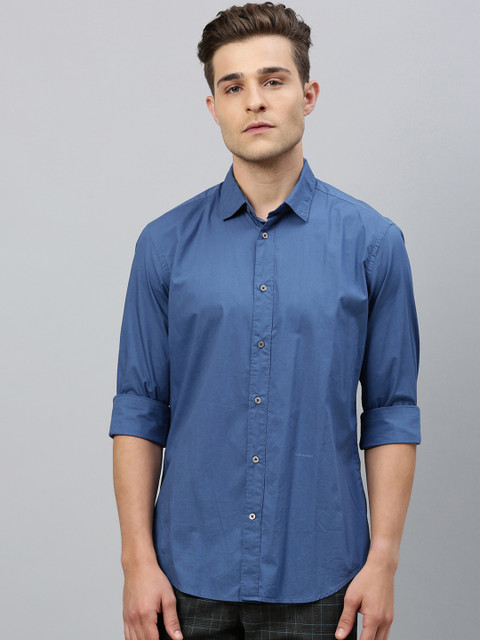 

RARE RABBIT Men Blue Regular Fit Solid Casual Shirt