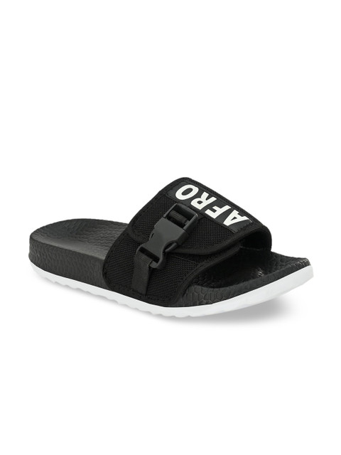 

AfroJack Men Black Solid Sliders