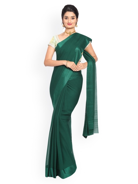

Vijayalakshmi Silks Green Solid Pure Silk Saree