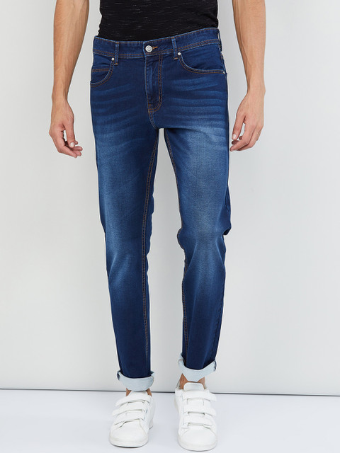 

max Men Blue Slim Fit Mid-Rise Clean Look Stretchable Jeans
