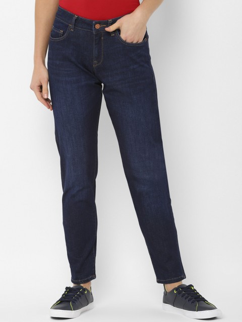 

Allen Solly Women Navy Blue Tapered Fit Mid-Rise Clean Look Stretchable Jeans