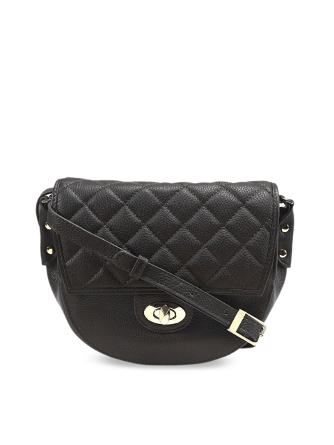 

Da Milano Black Textured Leather Sling Bag