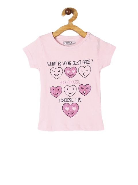 

Cherokee Girls Pink Printed Round Neck T-shirt