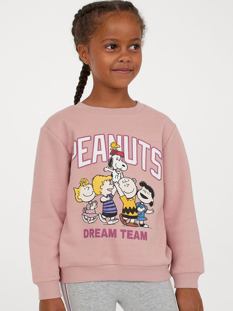 

H&M Girls Powder Pink & White Peanuts Printed Sweatshirt