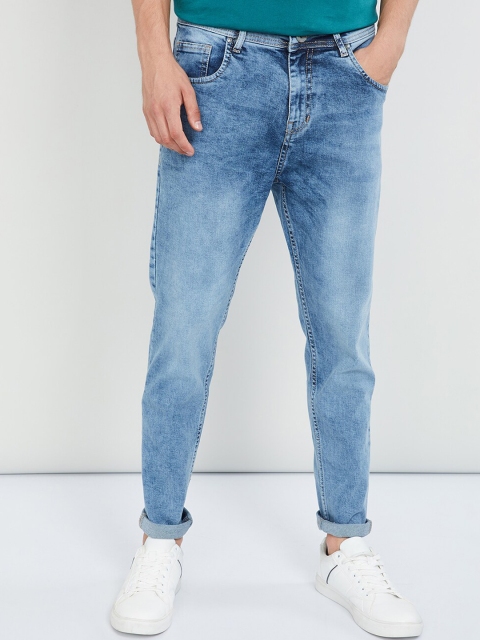 

max Men Blue Tapered Fit Mid-Rise Clean Look Stretchable Jeans