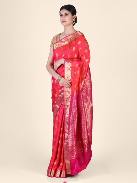 

Hastakala Red & Pink Silk Blend Woven Design Kanjeevaram Saree