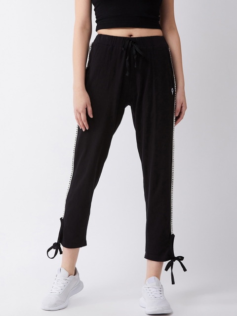 

C9 AIRWEAR Women Black Solid & White Side Taped Track Pants With Drawstring Fastening