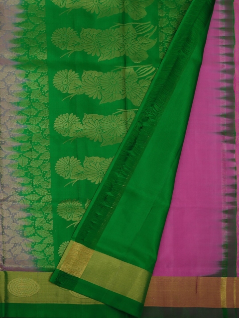 

Pothys Pink & Green Pure Silk Woven Design Saree