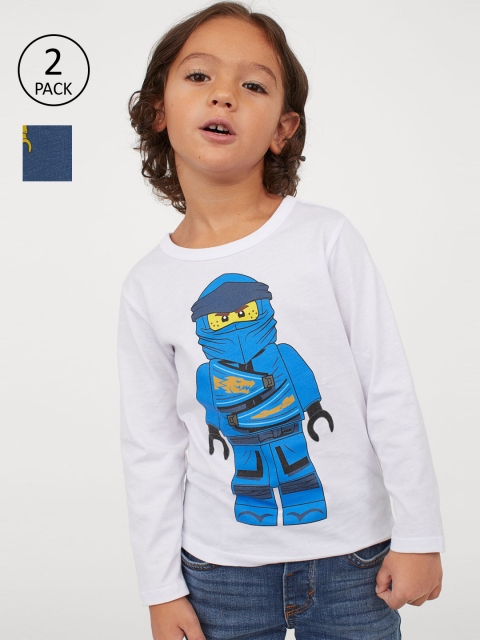 

H&M Boys Blue & White 2-Pack Printed Jersey Tops