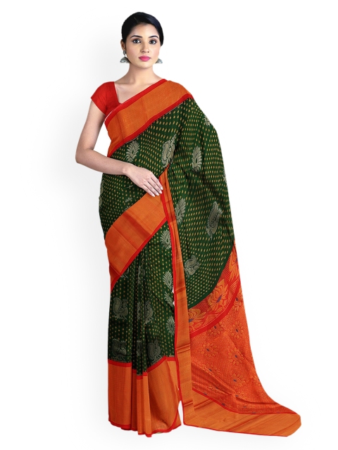 

APCO Green & Orange Silk Cotton Woven Design Saree
