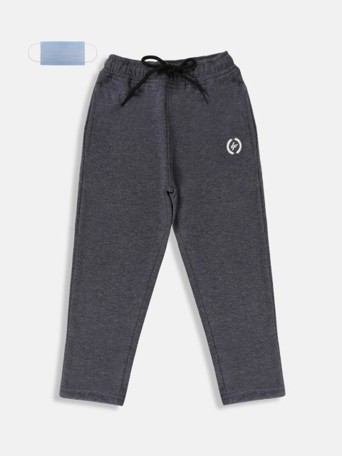 

Lil Tomatoes Boys Black Solid Straight-Fit Track Pants With Face Mask
