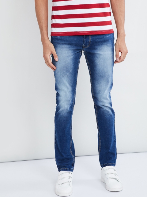 max Men Blue Skinny Fit Mid-Rise Clean Look Stretchable Jeans