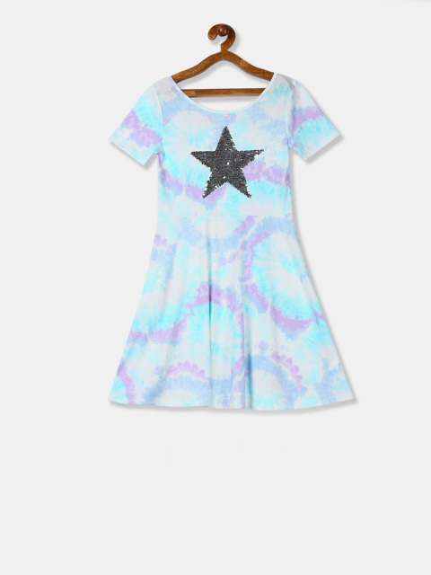 The Childrens Place Girls Blue Printed A-Line Dress