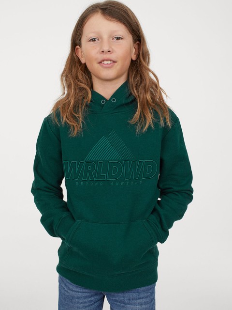

H&M Boys Green Embroidered Hoodie
