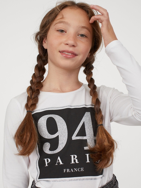 

H&M Girls White Printed jersey top