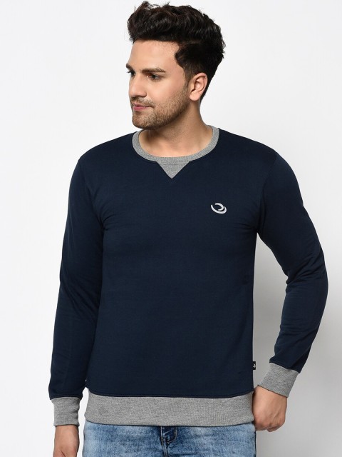 

ELEGANCE Men Navy Blue & Grey Solid Sweatshirt