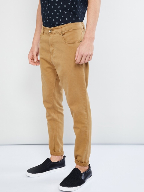 

max Men Khaki Brown Regular Fit Mid-Rise Clean Look Stretchable Jeans