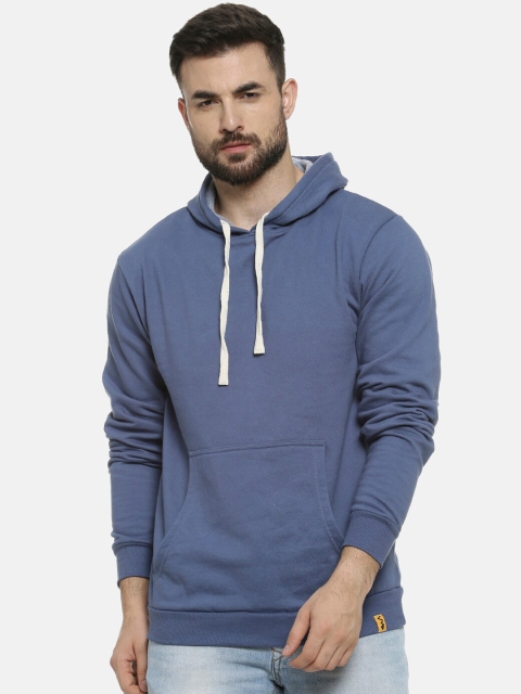 

Campus Sutra Men Blue Solid Hooded Pullover Sweatshirt