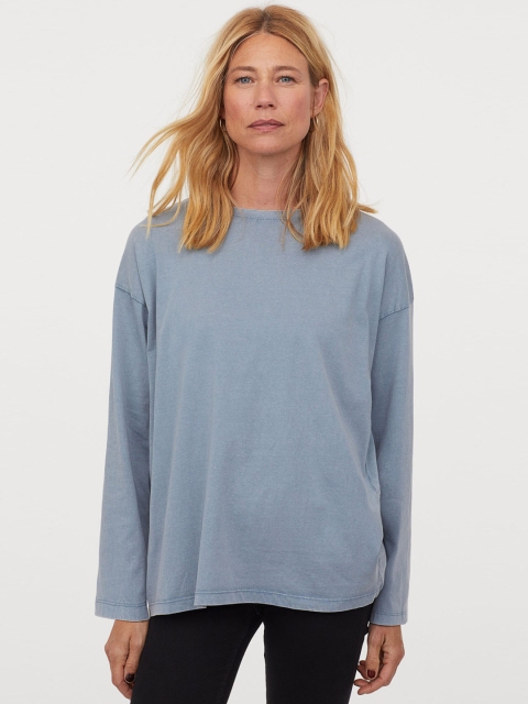 

H&M Women Blue Solid Long Sleeved Top