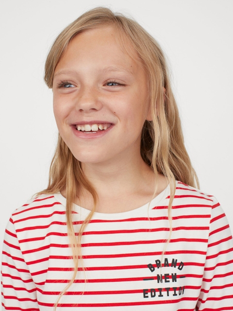 

H&M Girls Red & White Printed Jersey Tshirt